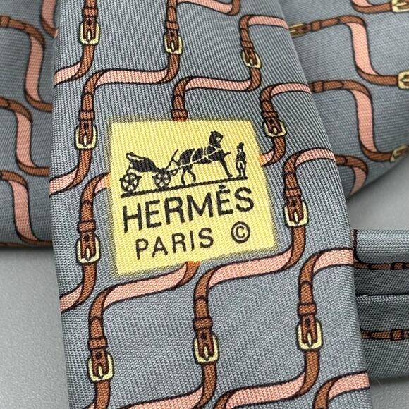 Hermes Paris Vintage 100% Silk Twisted Belt Luxury Designer Men's Tie - Picture 7 of 14